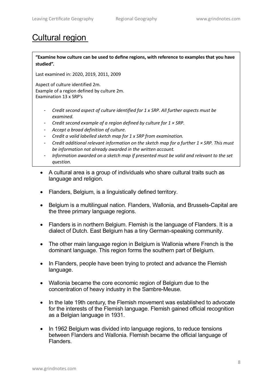 H1 higher level leaving cert geography sample essays - Regional Geography