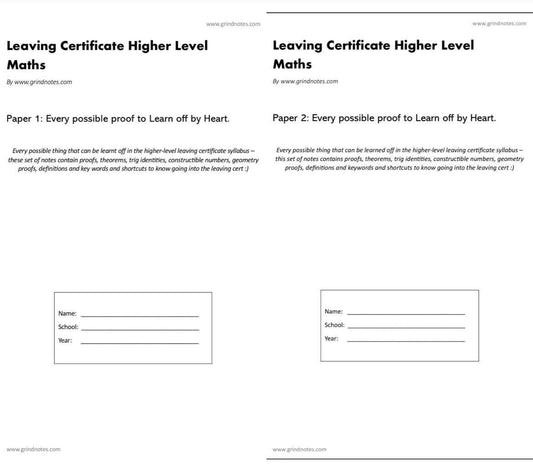 LC Maths - Paper 1 & 2: Complete Learn by Heart Package