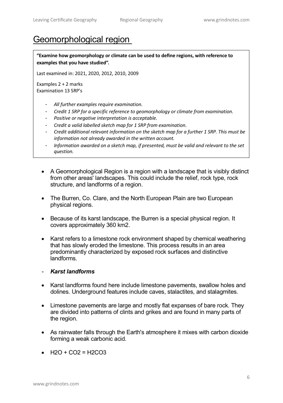 H1 higher level leaving cert geography sample essays - Regional Geography