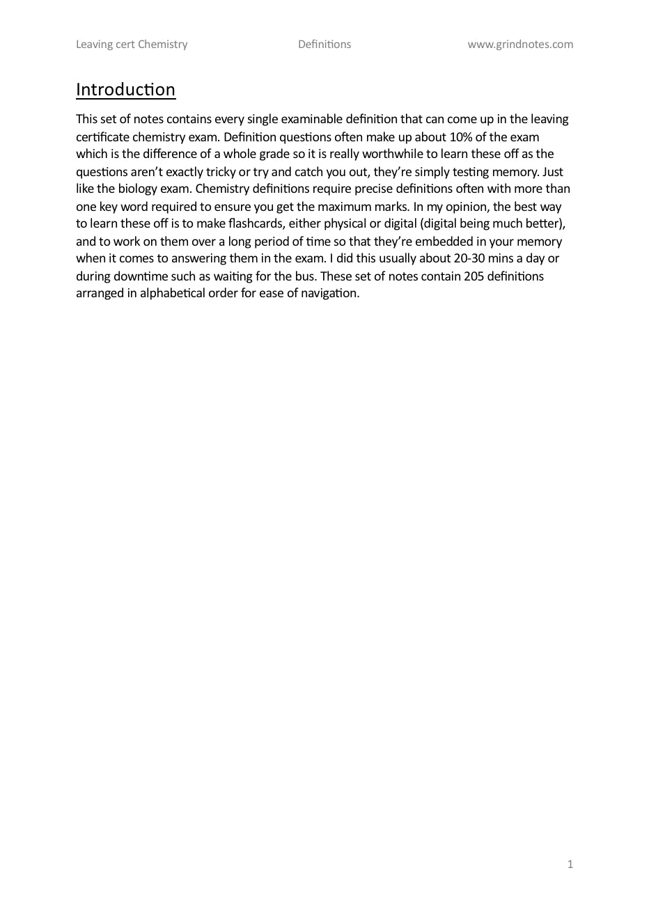 LC Chemistry : Every examinable marking scheme definition from A-Z