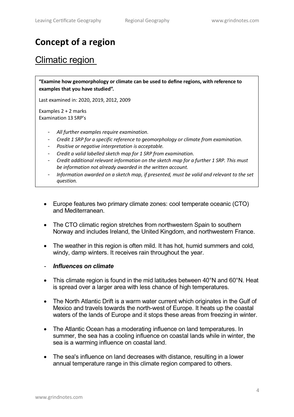 H1 higher level leaving cert geography sample essays - Regional Geography