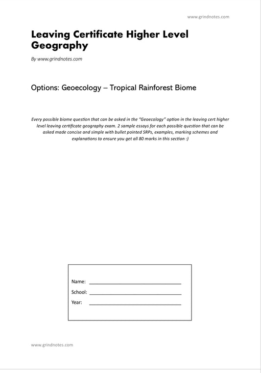 Higher level Leaving cert geography sample essays - Geoecology - Biomes