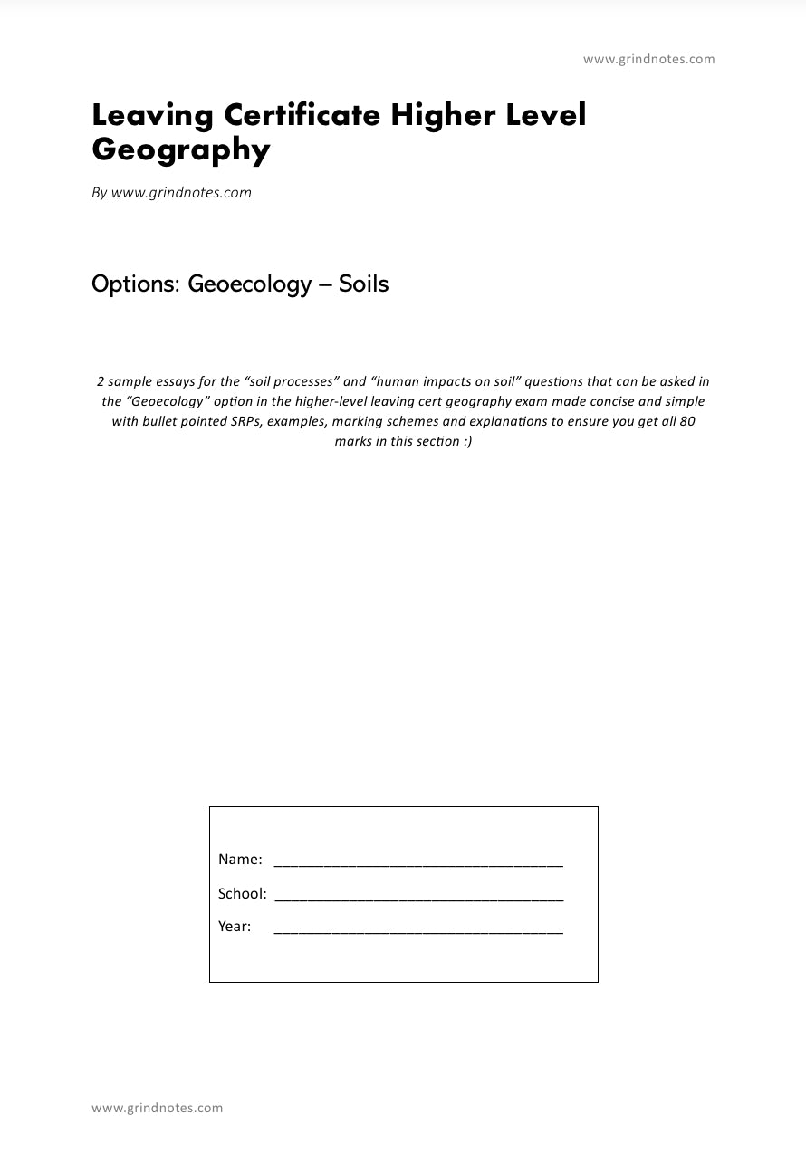 Higher level Leaving cert geography sample essays - Geoecology - Soils