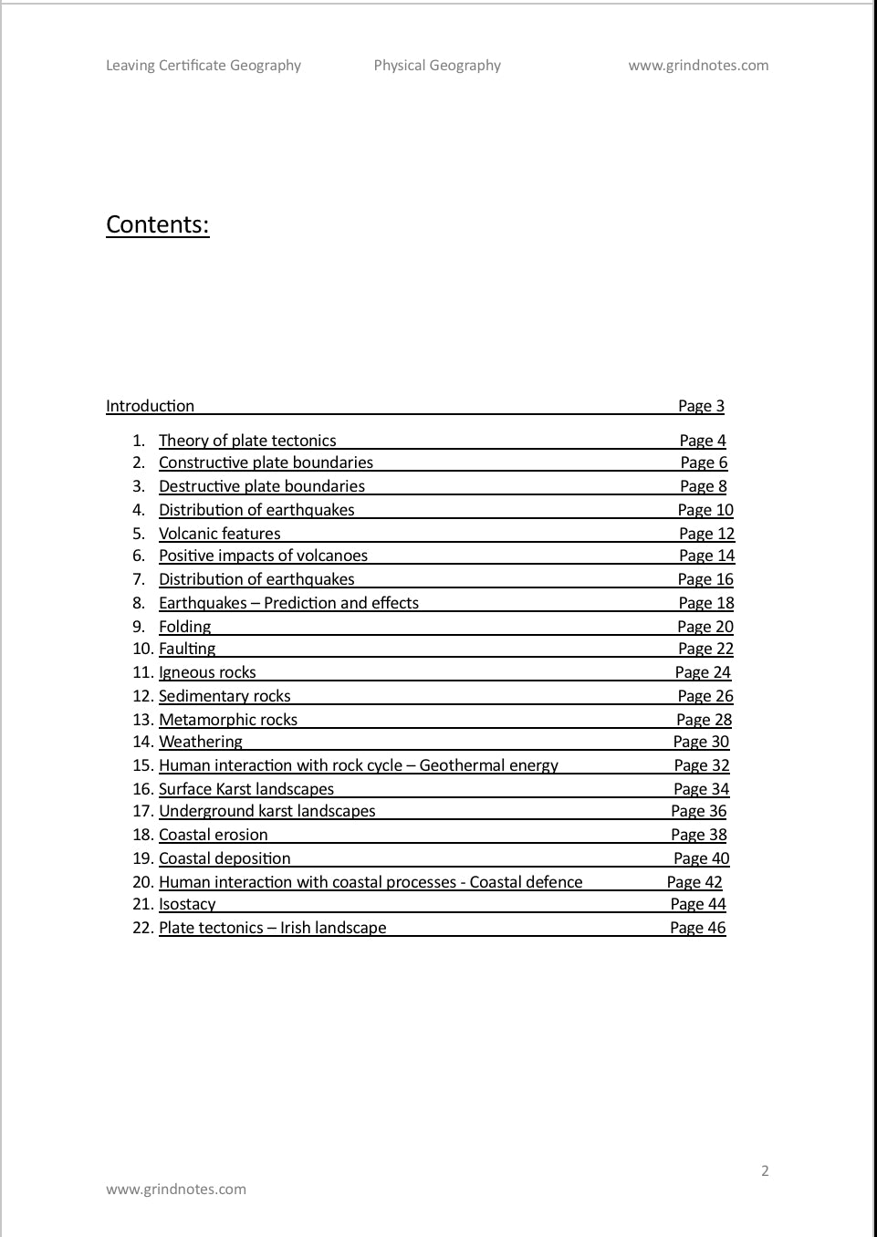 H1 higher level leaving cert geography sample essays - Physical Geography