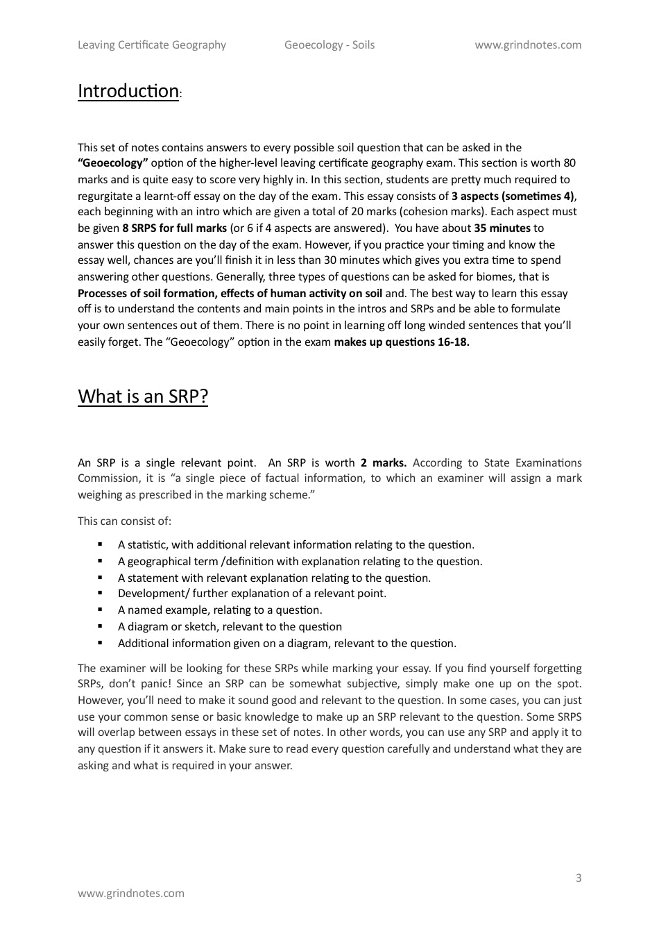 Higher level Leaving cert geography sample essays - Geoecology - Soils